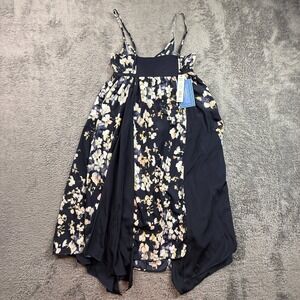 Simply Vera Vera Wang XS Women Floral Spaghetti Strap Dress Navy Blue Pink
